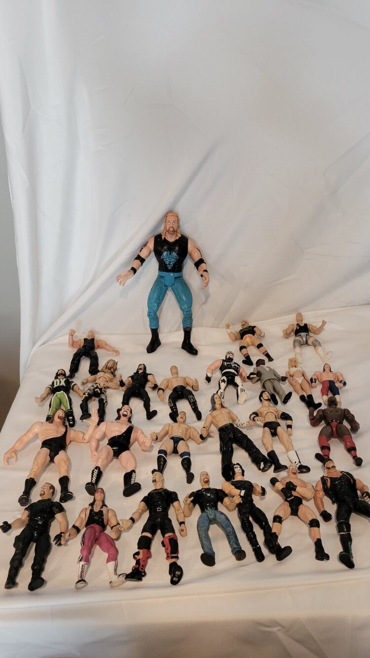 Vintage WWF WWE WCW Wrestling Action Figure Lot 25 Jakks DDP Sting Austin Hogan